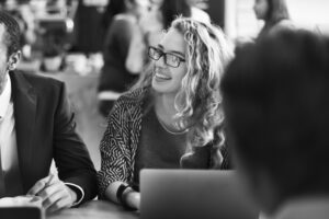 Closeup of businesswoman brainstorming .